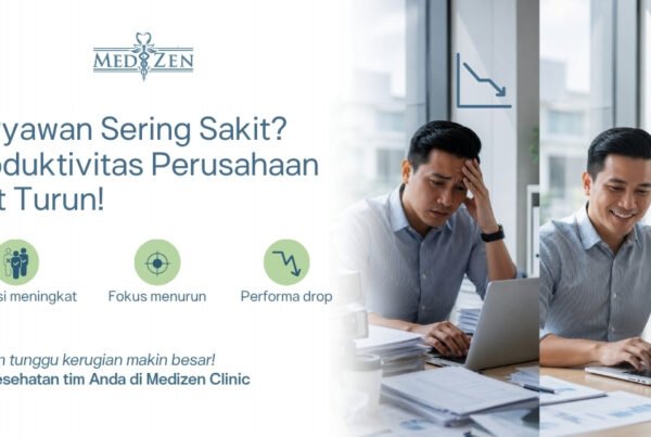 Ilustrasi dampak kesehatan karyawan terhadap produktivitas dan absensi kerja — Medizen Clinic Jakarta Selatan