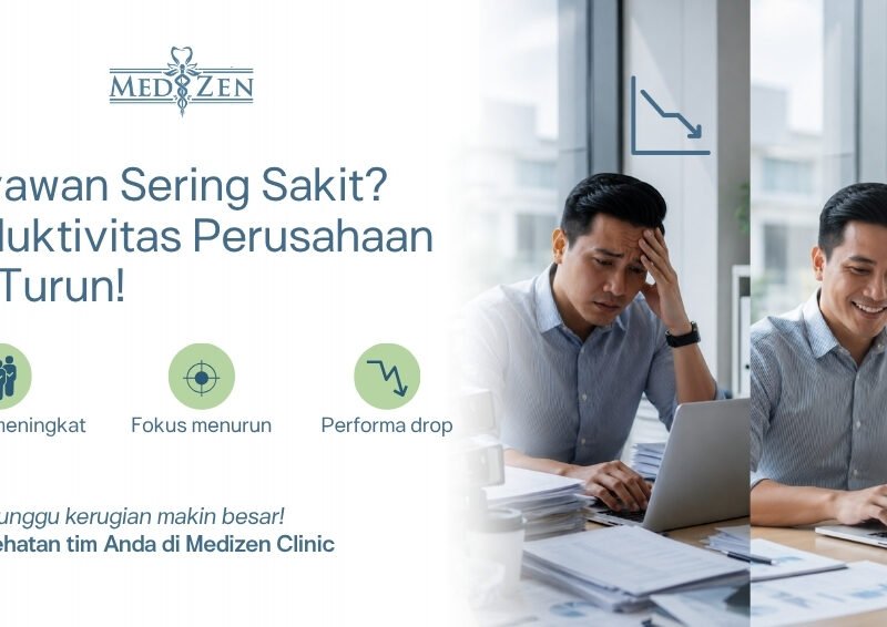 Ilustrasi dampak kesehatan karyawan terhadap produktivitas dan absensi kerja — Medizen Clinic Jakarta Selatan
