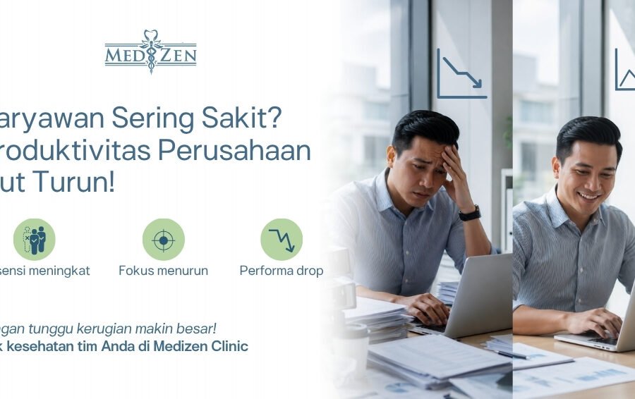 Ilustrasi dampak kesehatan karyawan terhadap produktivitas dan absensi kerja — Medizen Clinic Jakarta Selatan