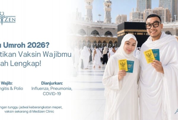 Dokter Medizen menyuntikkan vaksin umroh wajib 2026 kepada pasien di klinik premium Jakarta Selatan