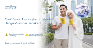 Dokter Medizen memberikan vaksin meningitis kepada pasien di klinik premium Jakarta Selatan dengan sertifikat e-ICV resmi
