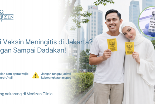 Dokter Medizen memberikan vaksin meningitis kepada pasien di klinik premium Jakarta Selatan dengan sertifikat e-ICV resmi