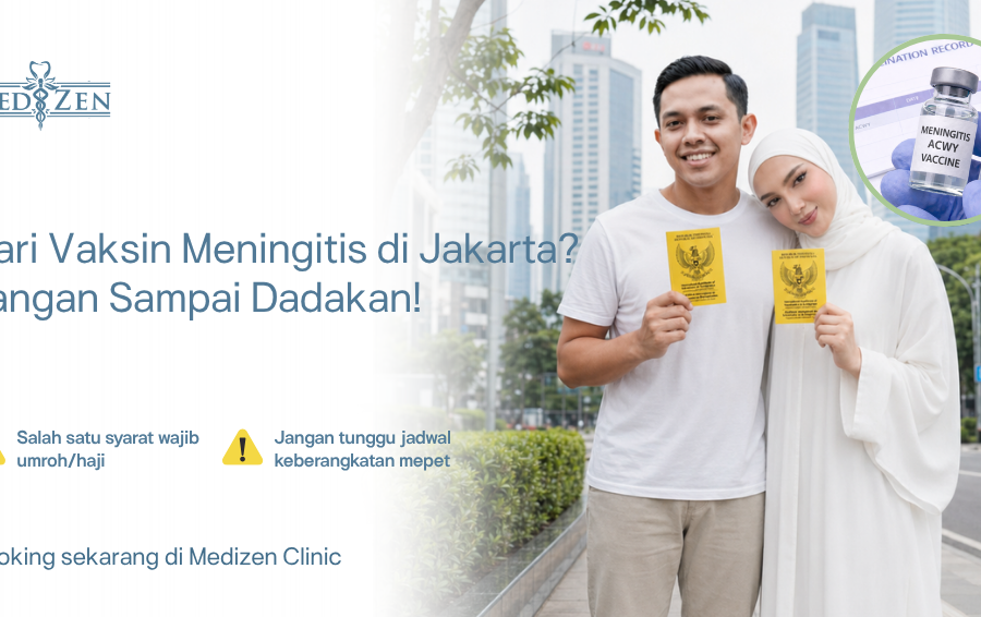 Dokter Medizen memberikan vaksin meningitis kepada pasien di klinik premium Jakarta Selatan dengan sertifikat e-ICV resmi