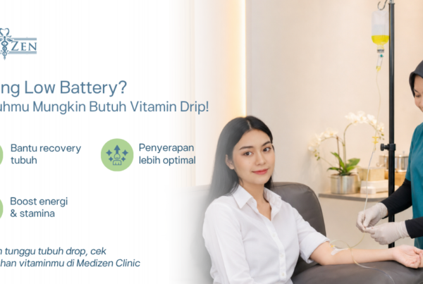 Pasien menerima layanan vitamin drip untuk energi di Medizen klinik premium Jakarta Selatan — nyaman, personal, dan ditangani dokter profesional