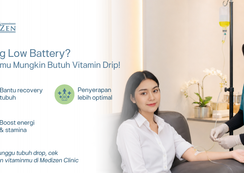 Pasien menerima layanan vitamin drip untuk energi di Medizen klinik premium Jakarta Selatan — nyaman, personal, dan ditangani dokter profesional