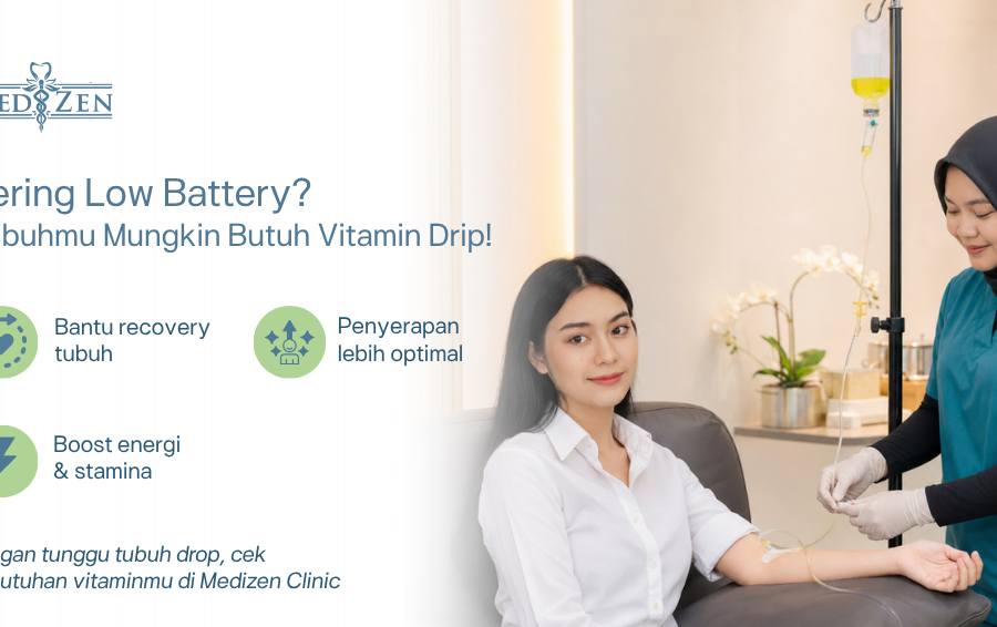 Pasien menerima layanan vitamin drip untuk energi di Medizen klinik premium Jakarta Selatan — nyaman, personal, dan ditangani dokter profesional