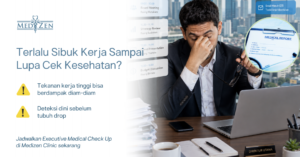 Dokter Medizen mendiskusikan hasil MCU eksekutif Jakarta dengan pasien di klinik premium Jakarta Selatan — private, personal, dan profesional